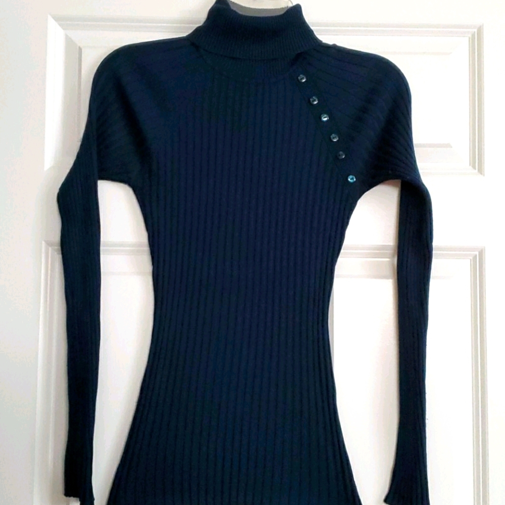 Dark Teal Ribbed Turtleneck